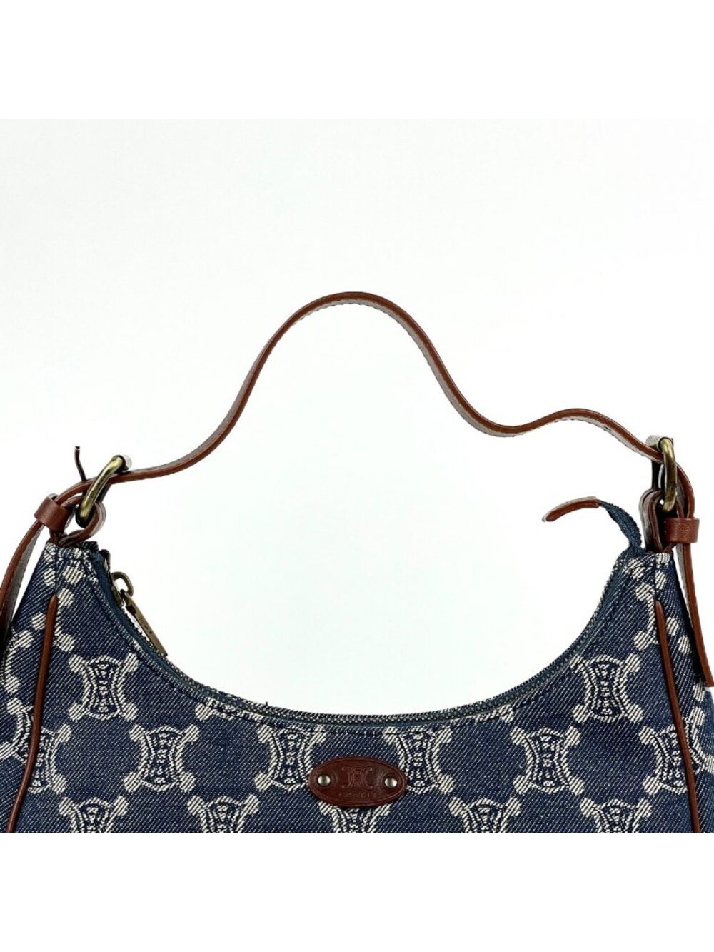 Celine Paris Macadam Shoulder Bag Denim Blue Brown - Picture 6 of 8